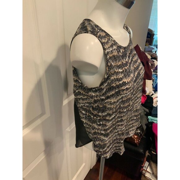 Rag & Bone Tan/Black/White Wavy Print Lightweight Tank Top, Size XS - Picture 3 of 5